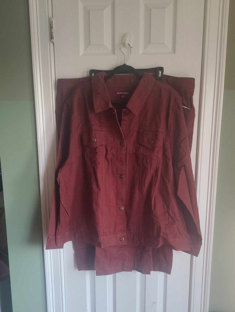 Women's Lightweight Rust Jacket - Casual Button-Up And Skirt Set